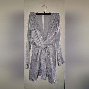 New satin silver dress